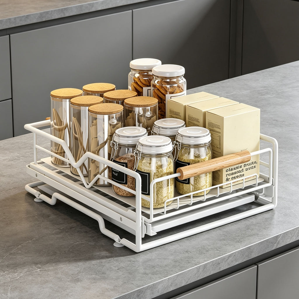 Pull-Out Cabinet Organizer with Drain Tray