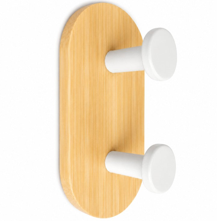 White Double Peg Wall Hooks — Set of 2 — view 1