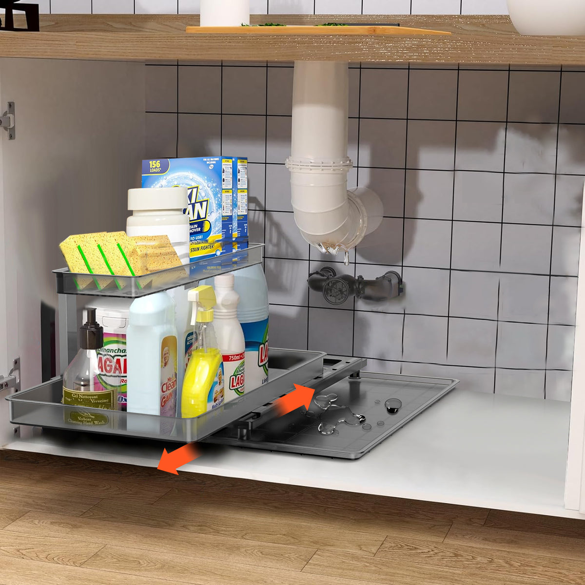 Smoky Clear L-Shaped Under-Sink Organizer — view 1