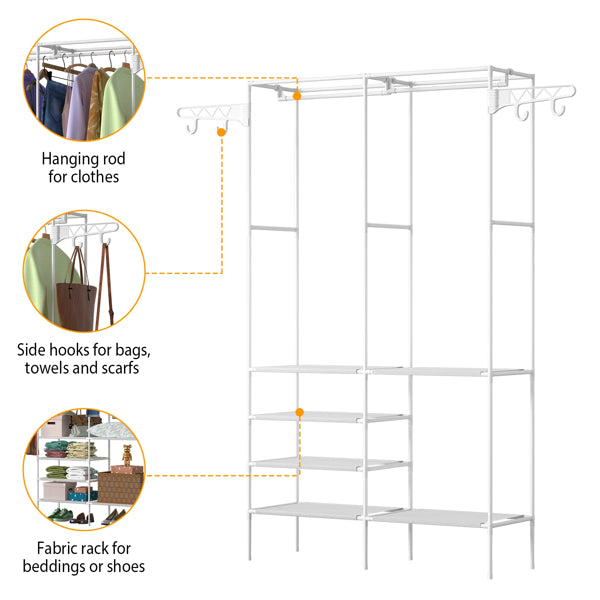 White Open Closet Rack with Four Shelves — view 2