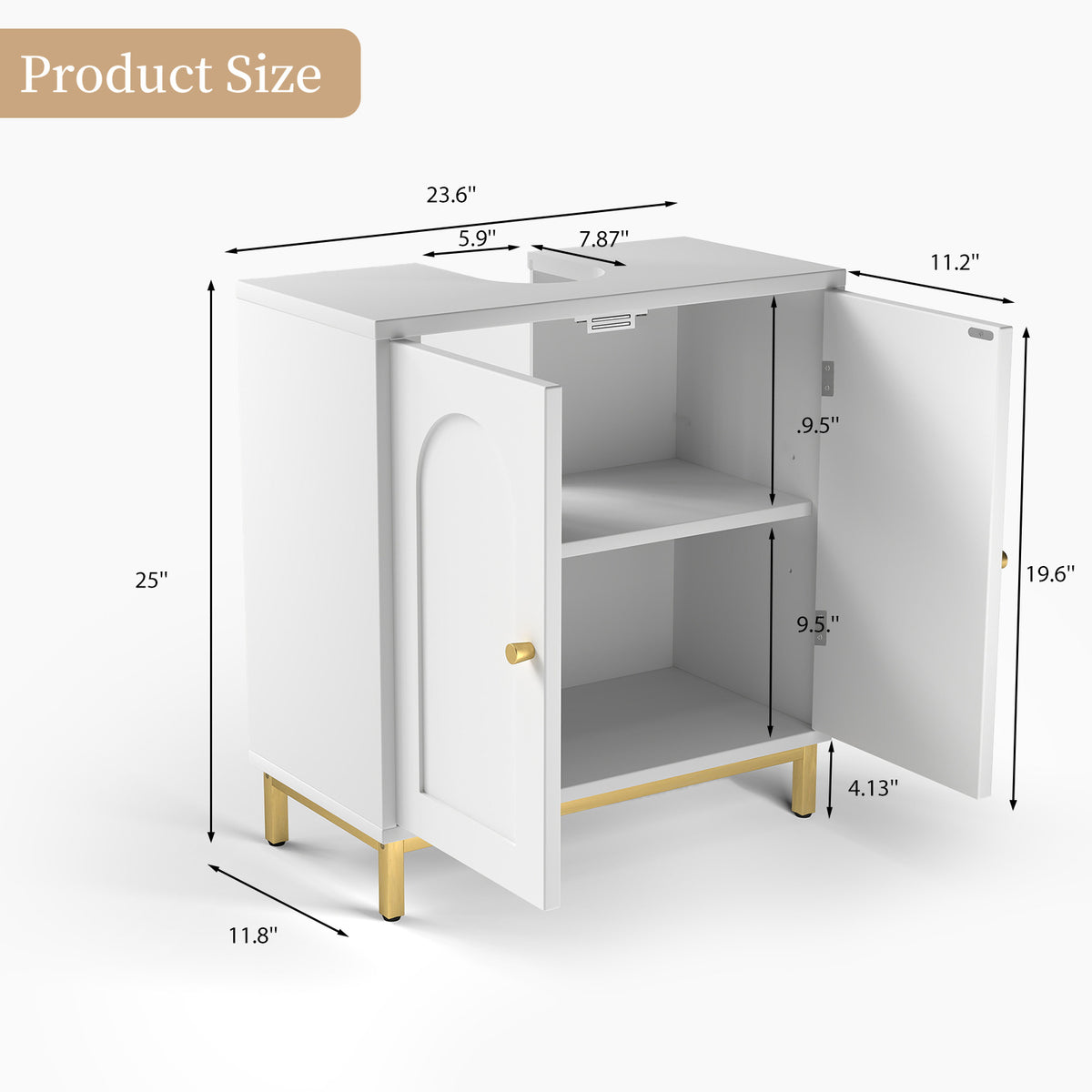 White Arched-Door Under-Sink Cabinet — view 4
