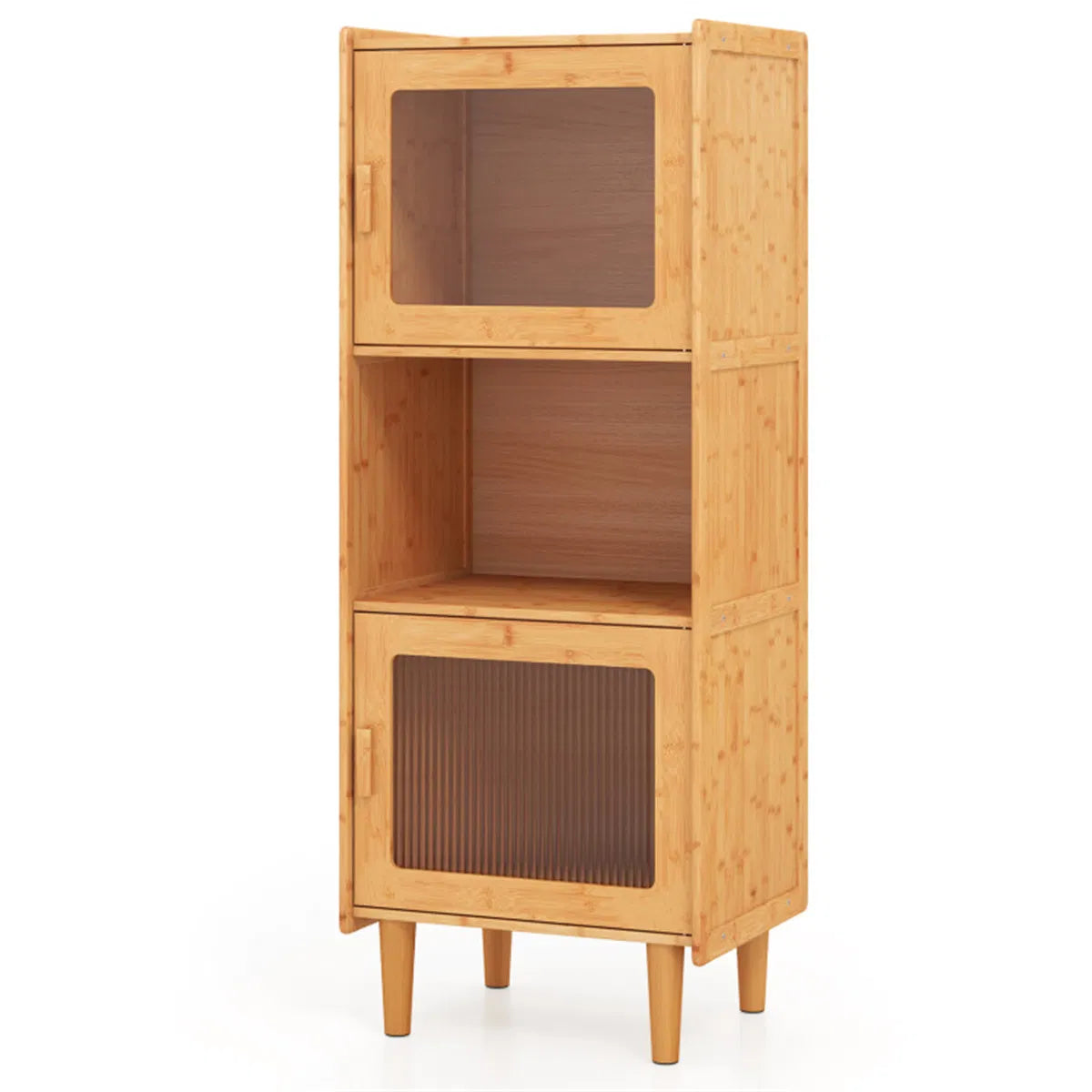 Natural Bamboo Display Cabinet with Acrylic Doors — view 1
