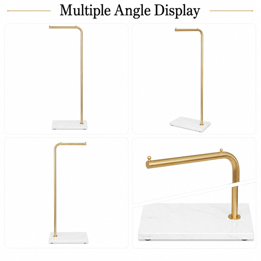 Gold-Tone Slim Garment Stand with White Base — view 10