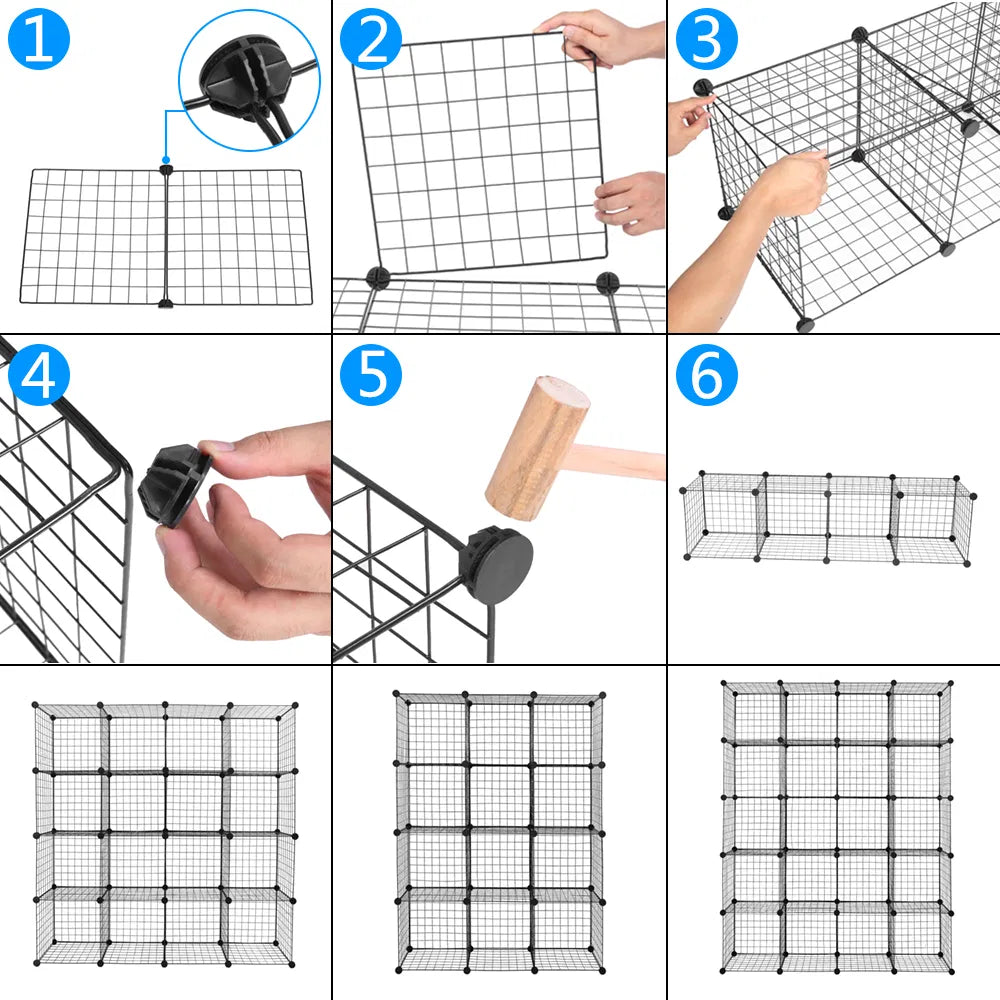 Black 16-Cube Modular Wire Storage Shelves — view 5