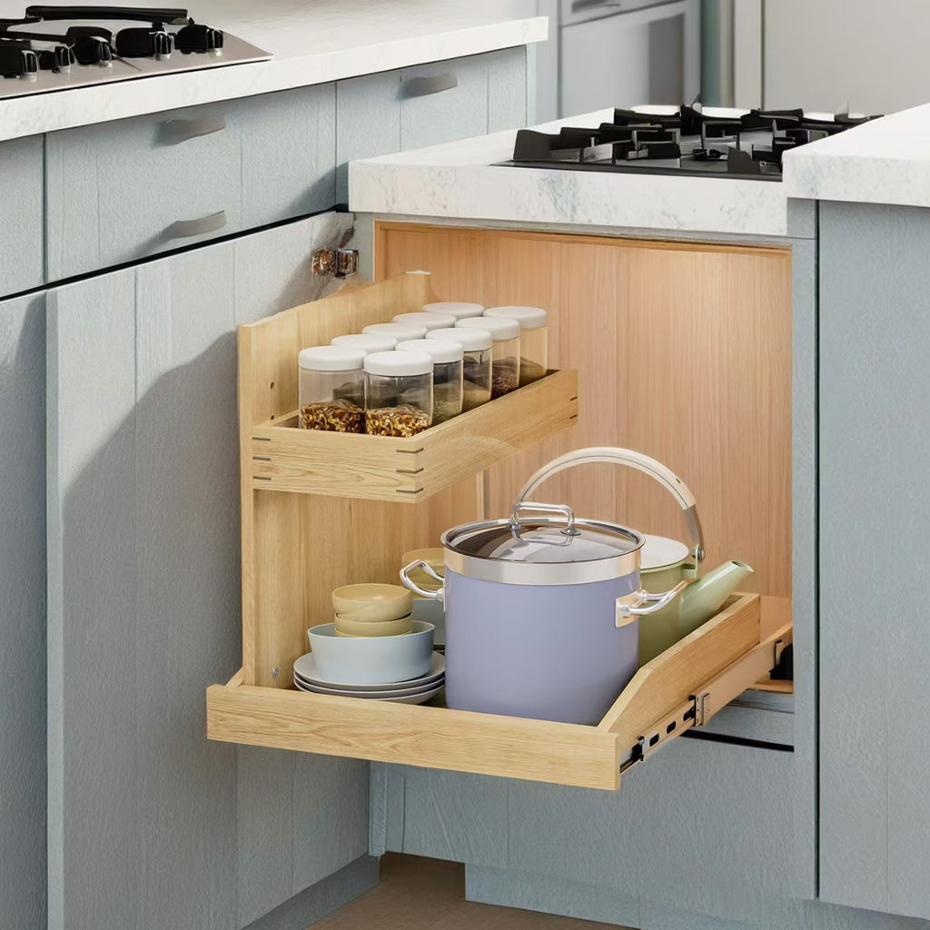 Wood Two-Tier Under-Sink Pull-Out, Left Upper Basket — view 4