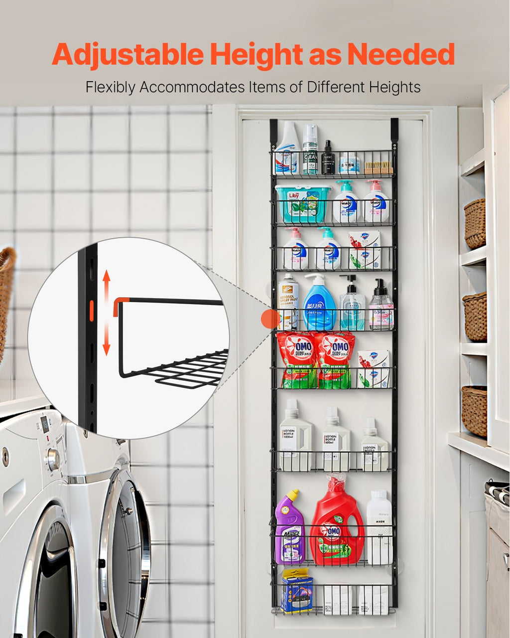 8-Tier Over-the-Door Pantry Organizer | Oak & Ease