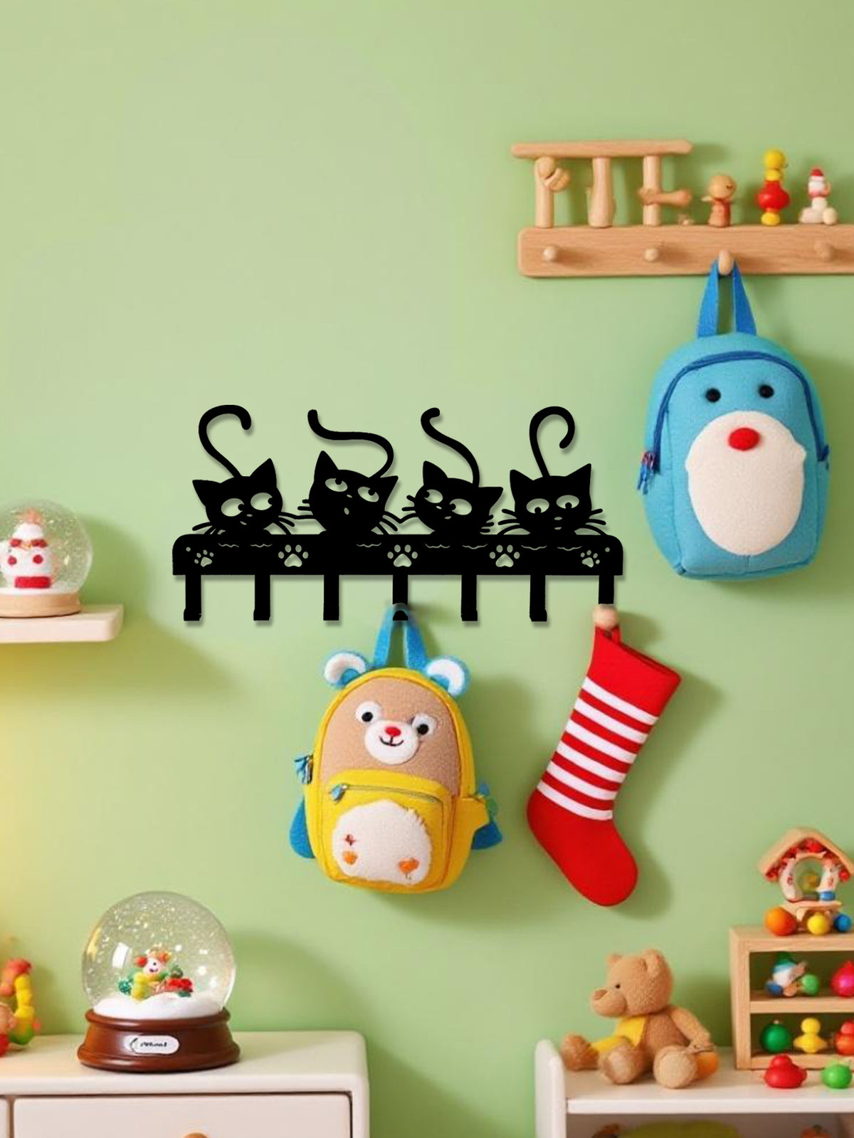 Black Cat Silhouette Seven-Hook Key Rack — view 6
