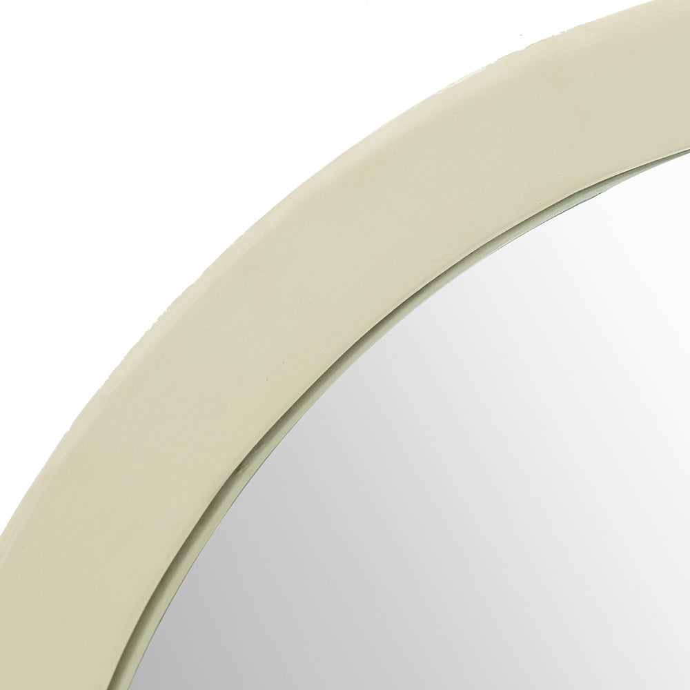 Cream Mango-Wood Round Wall Mirror — view 3