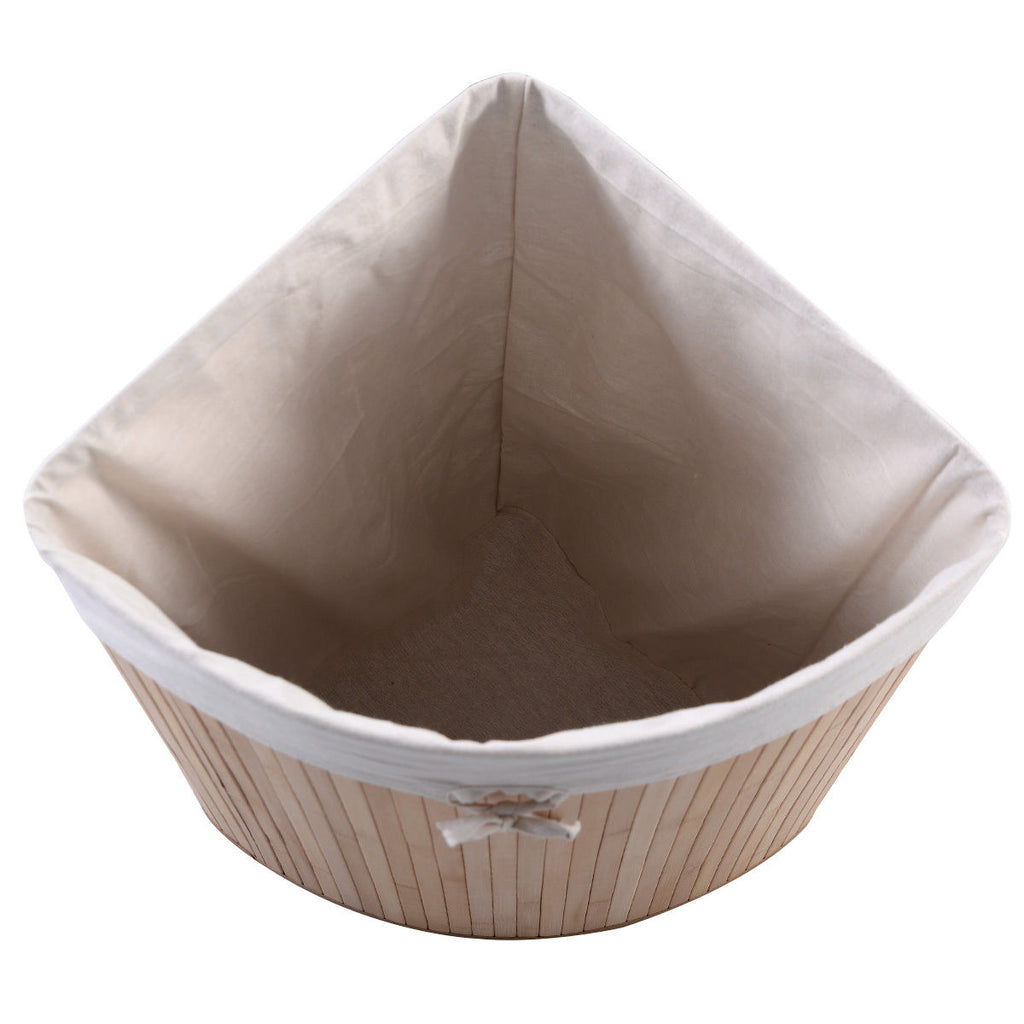 Corner Bamboo Laundry Hamper with Removable Liner