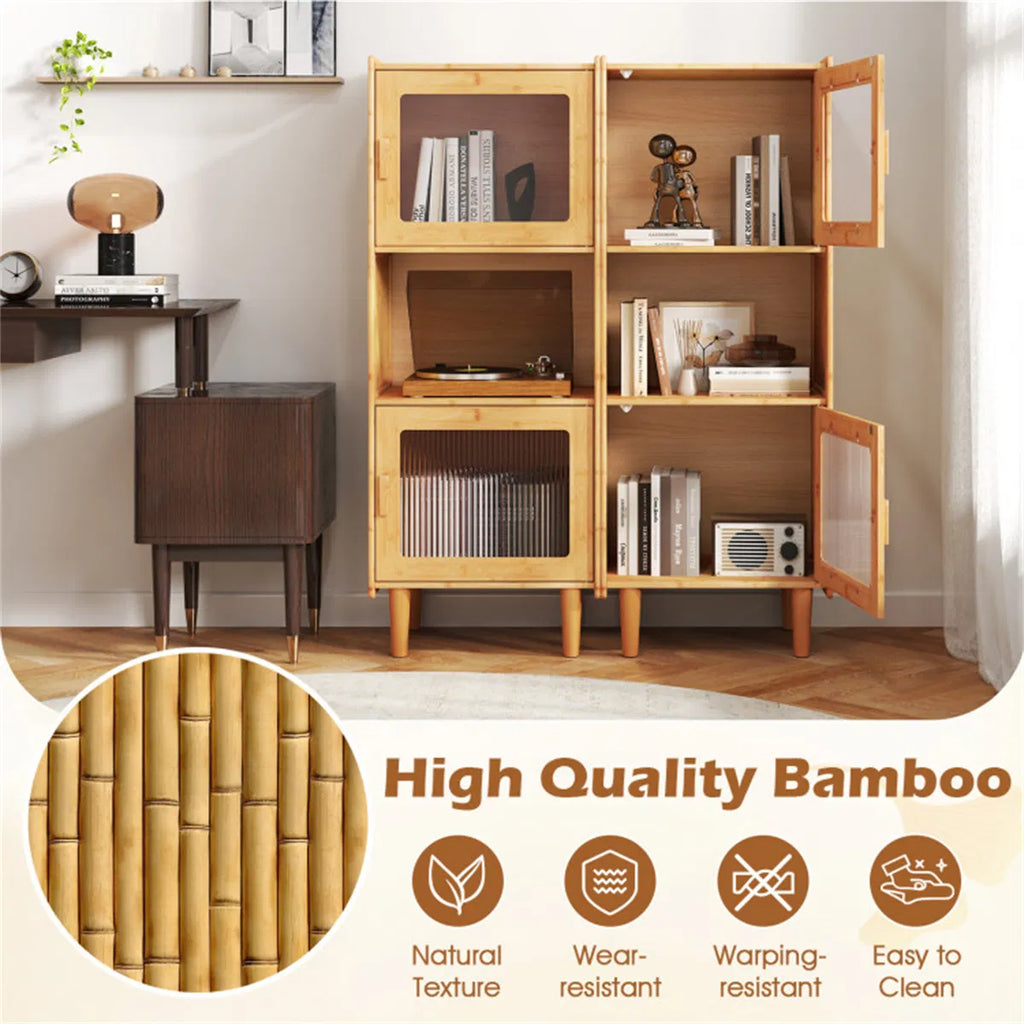 Natural Bamboo Display Cabinet with Acrylic Doors — view 2