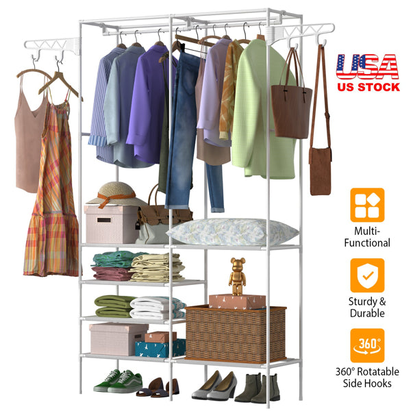 White Open Closet Rack with Four Shelves — view 4