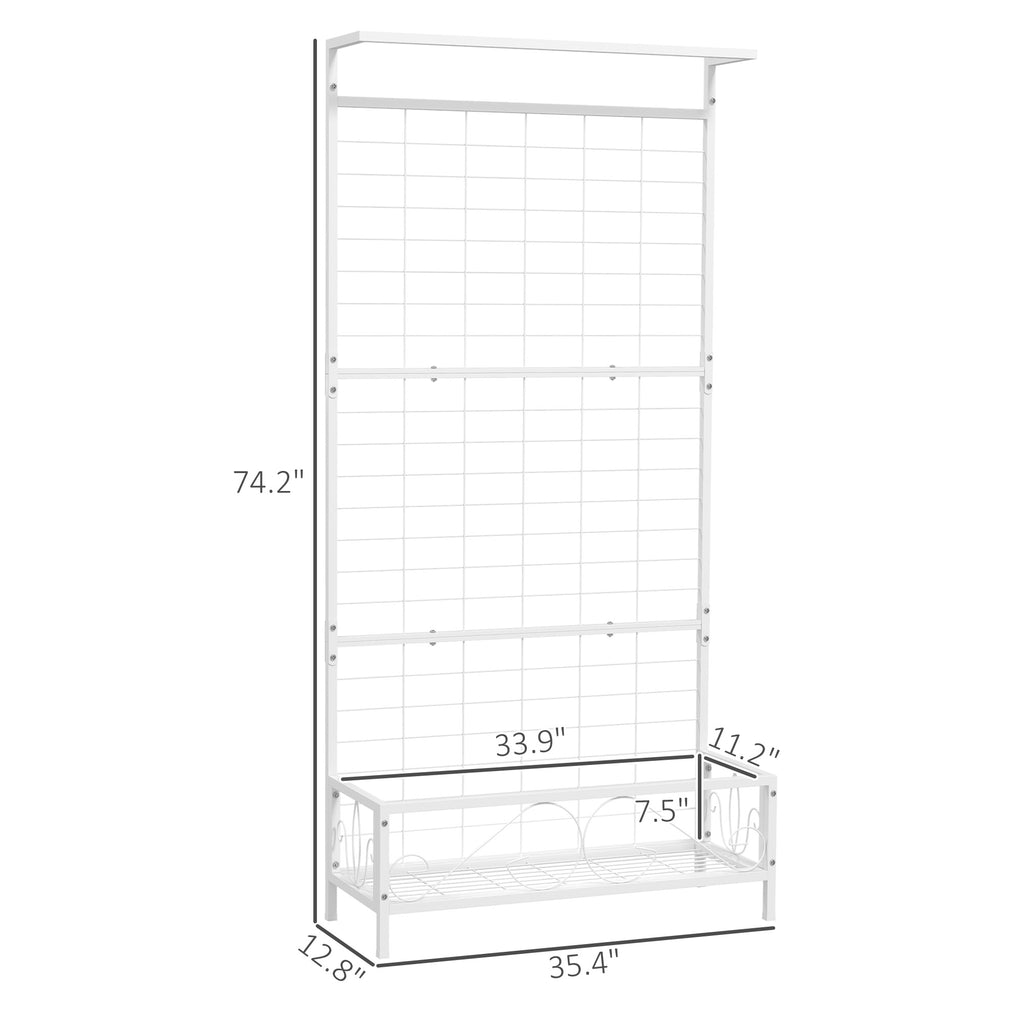 White Steel Plant Stand with Trellis and Hanging Bar — view 7