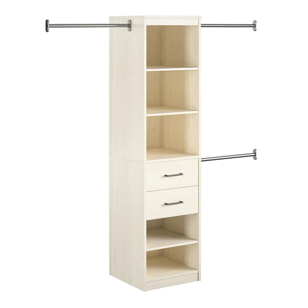 Ivory Closet Tower with Drawers and Adjustable Hanging Rods — view 4