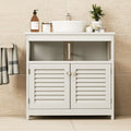White Under-Sink Cabinet with Open Shelf — view 1