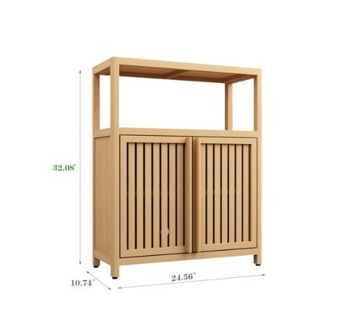 Natural Bamboo Cabinet with Slatted Doors — view 6