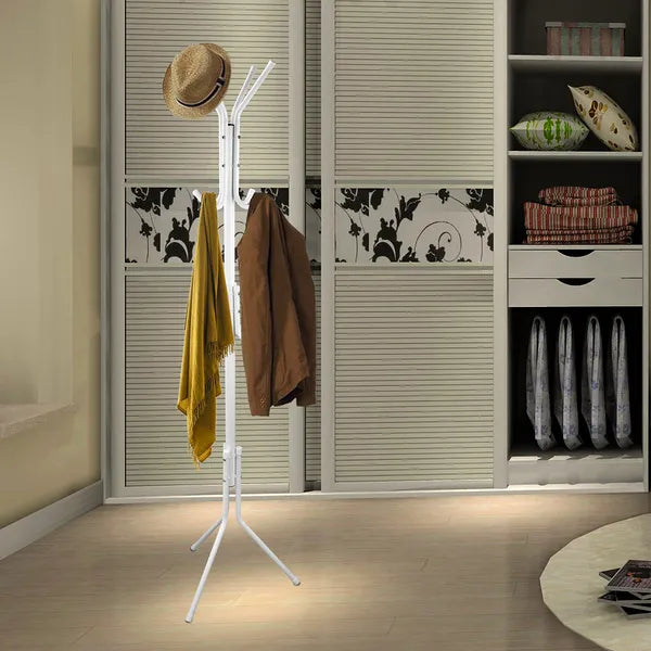 White Freestanding Coat and Hat Rack