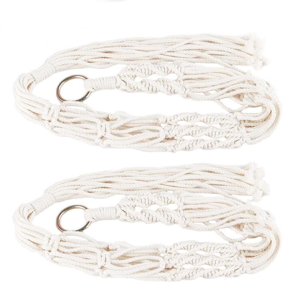 White Macrame Plant Hangers, Set of Two — view 7