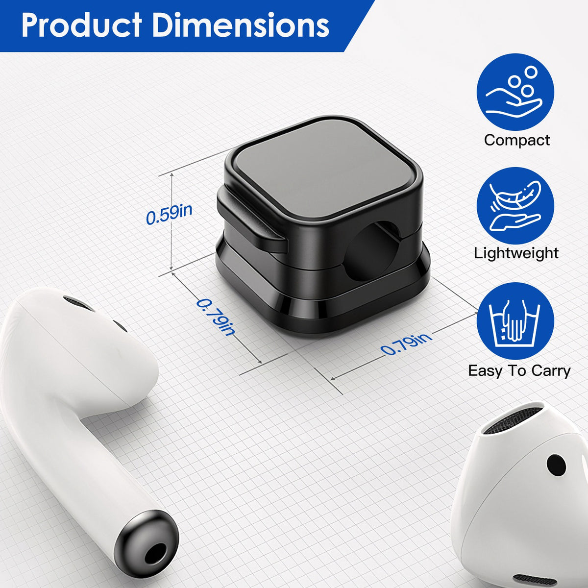 Magnetic Cable Clips, 6-Pack