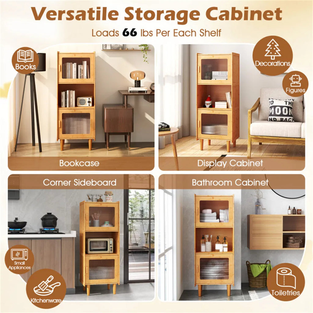 Natural Bamboo Display Cabinet with Acrylic Doors — view 7
