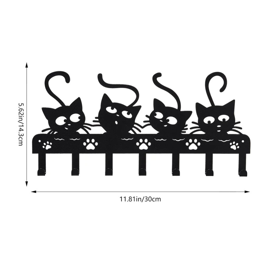 Black Cat Silhouette Seven-Hook Key Rack — view 5
