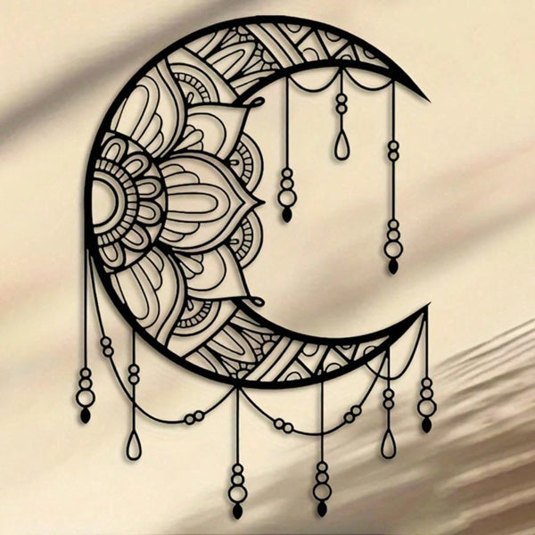 Black Iron Crescent Moon Wall Hanging — view 1