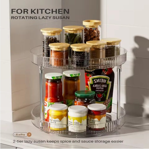 Clear 2-Tier Rotating Spice Organizer