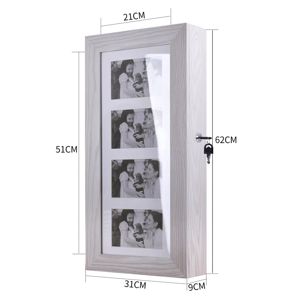 White Mirrored Jewelry Cabinet — Wall or Door Mount — view 5
