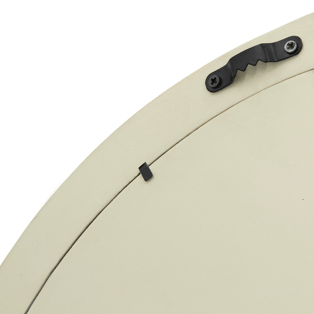 Cream Mango-Wood Round Wall Mirror — view 4