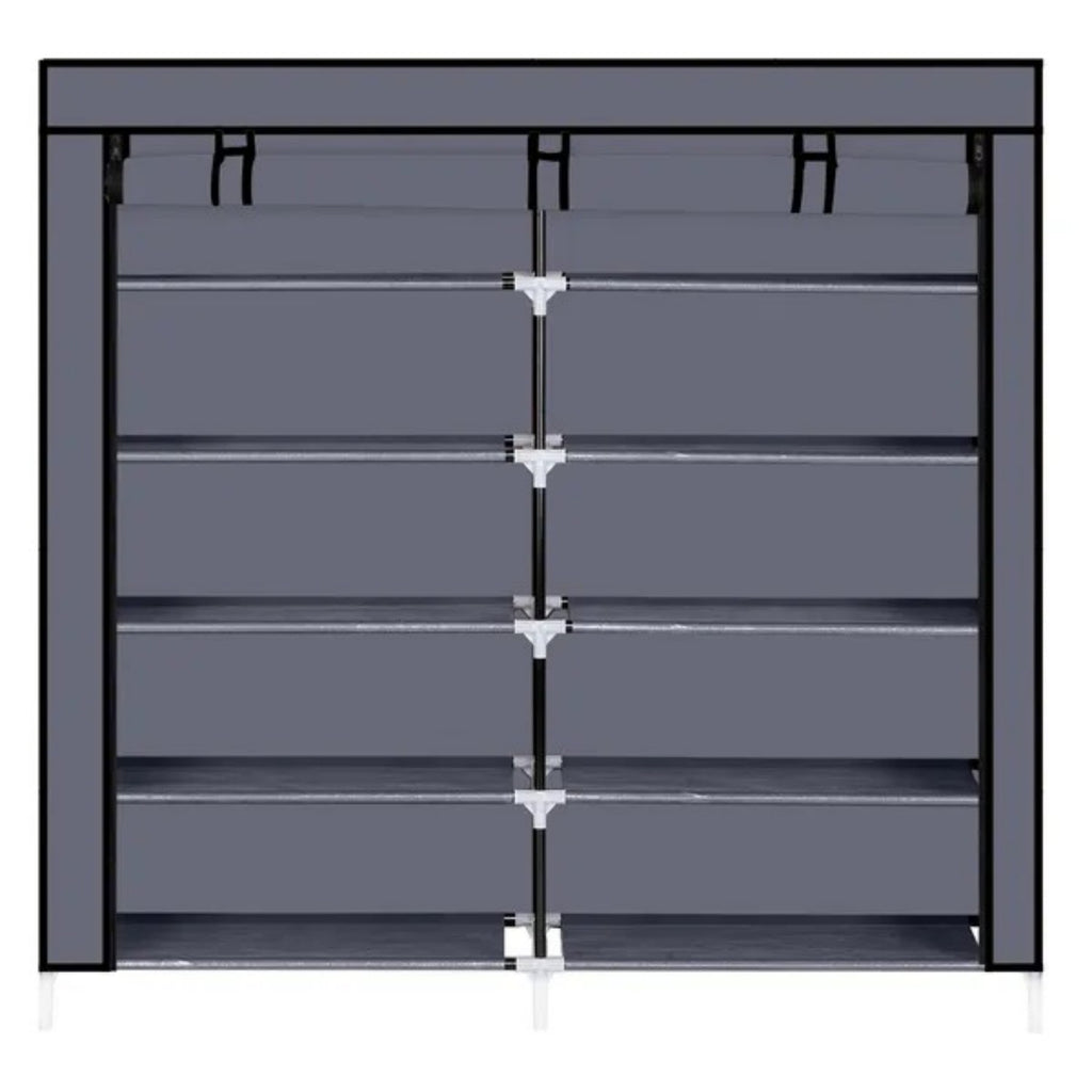 Gray Seven-Tier Covered Shoe Organizer — view 3