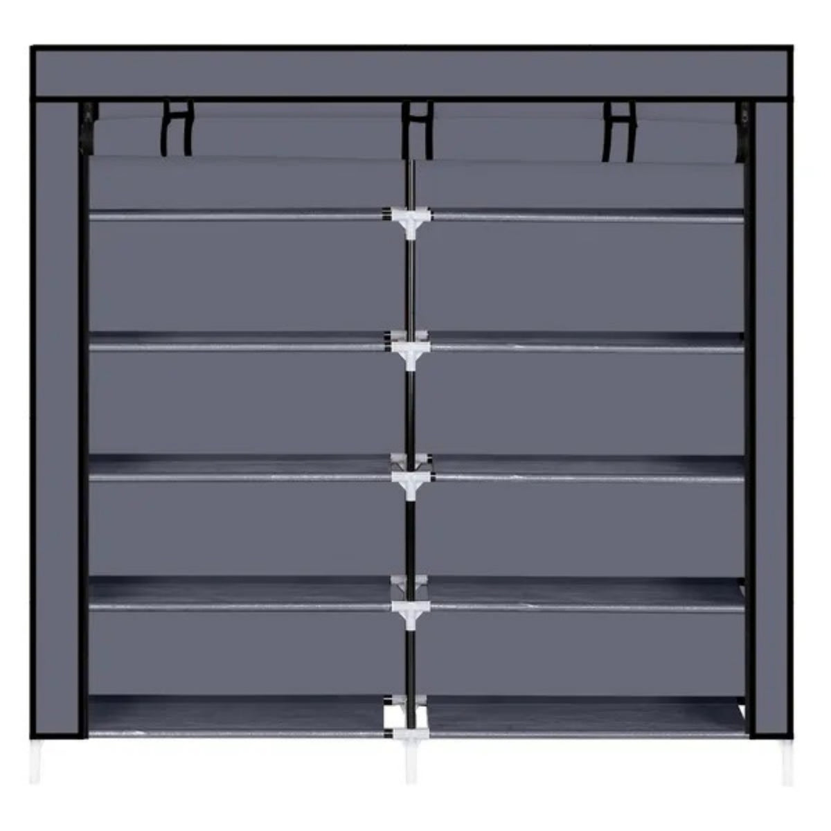 Gray Seven-Tier Covered Shoe Organizer — view 3