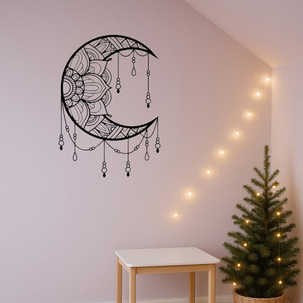 Black Iron Crescent Moon Wall Hanging — view 3