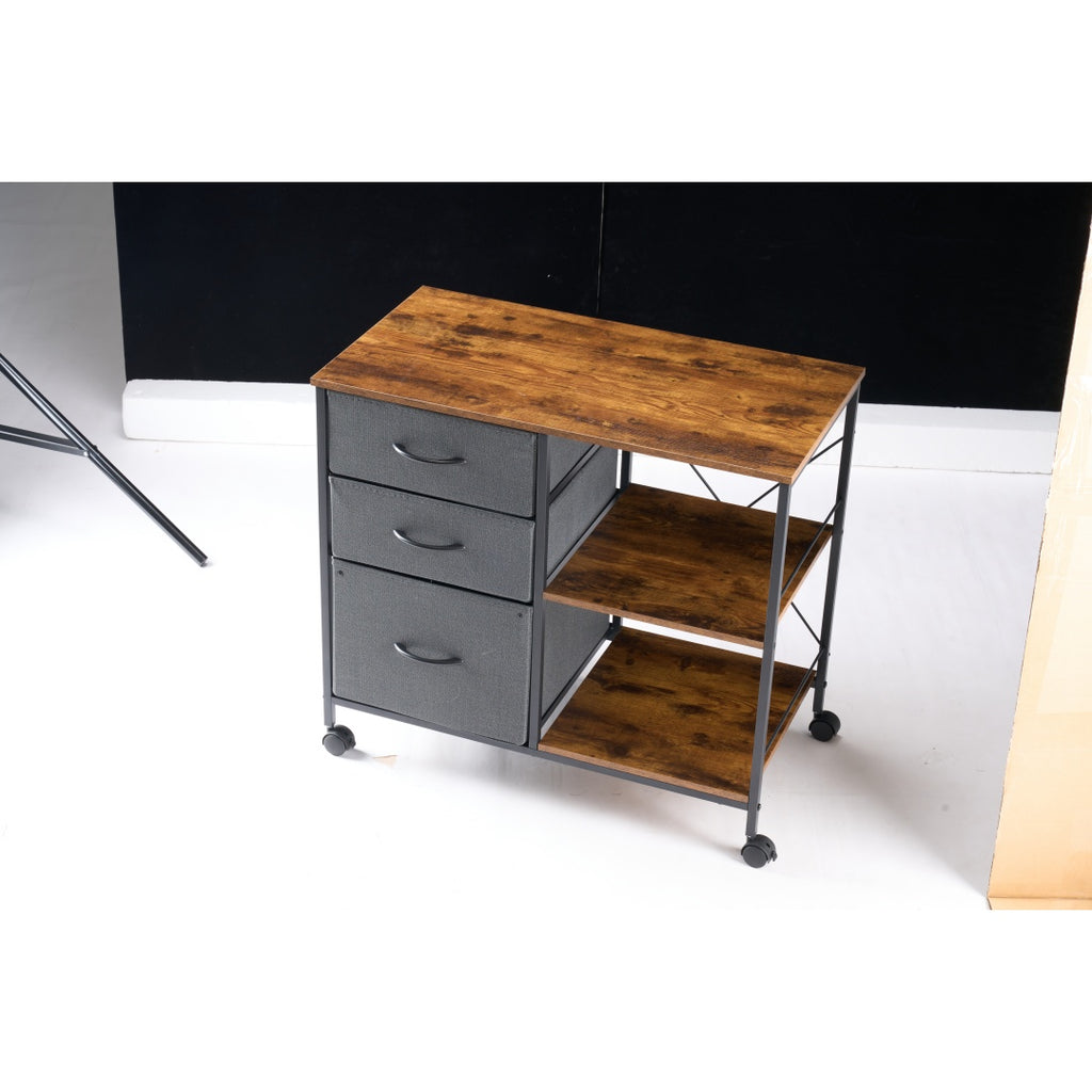 Rolling Printer Stand with Three Fabric Drawers — view 8
