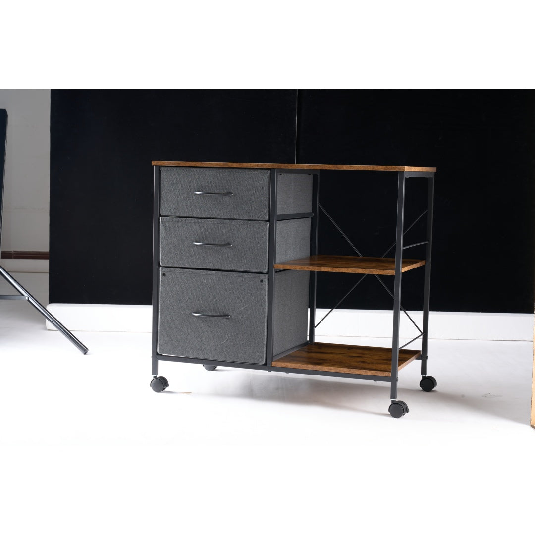 Rolling Printer Stand with Three Fabric Drawers — view 2