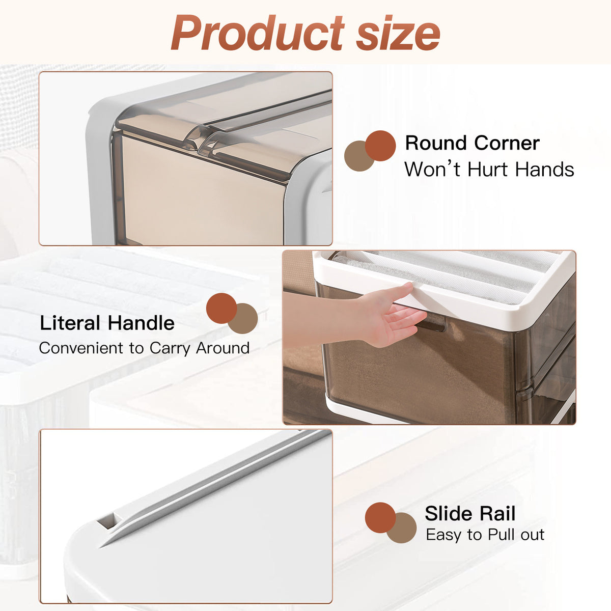 Smoky Brown Foldable Storage Bins — Set of 3 — view 8