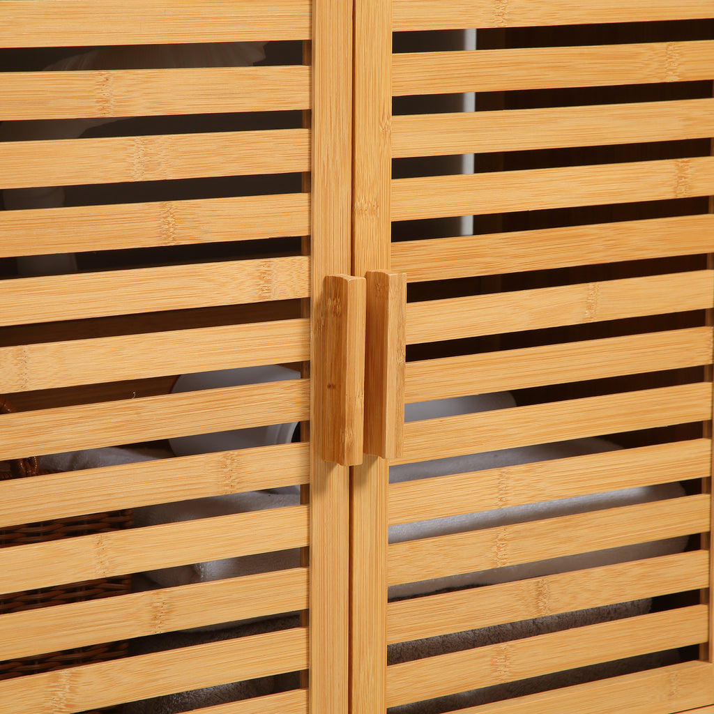 Natural Bamboo Under-Sink Cabinet with Slatted Doors — view 6