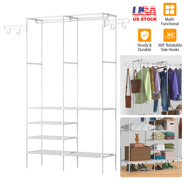 White Open Closet Rack with Four Shelves — view 8