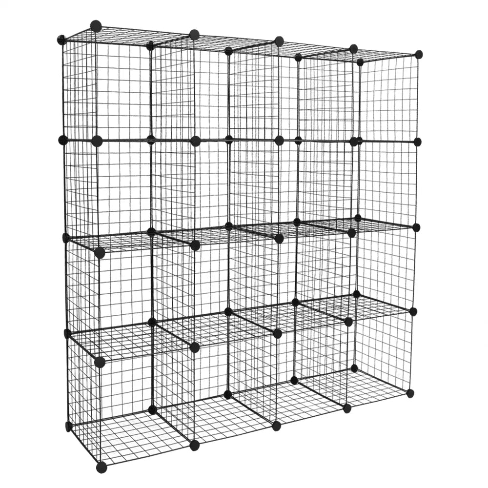 Black 16-Cube Modular Wire Storage Shelves — view 9