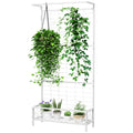 White Steel Plant Stand with Trellis and Hanging Bar — view 9