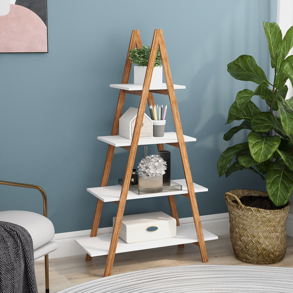 White A-Frame Ladder Display Bookshelf — view 1