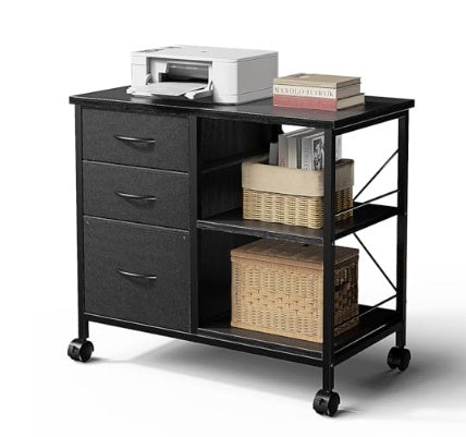 Rolling Printer Stand with Three Fabric Drawers — view 5