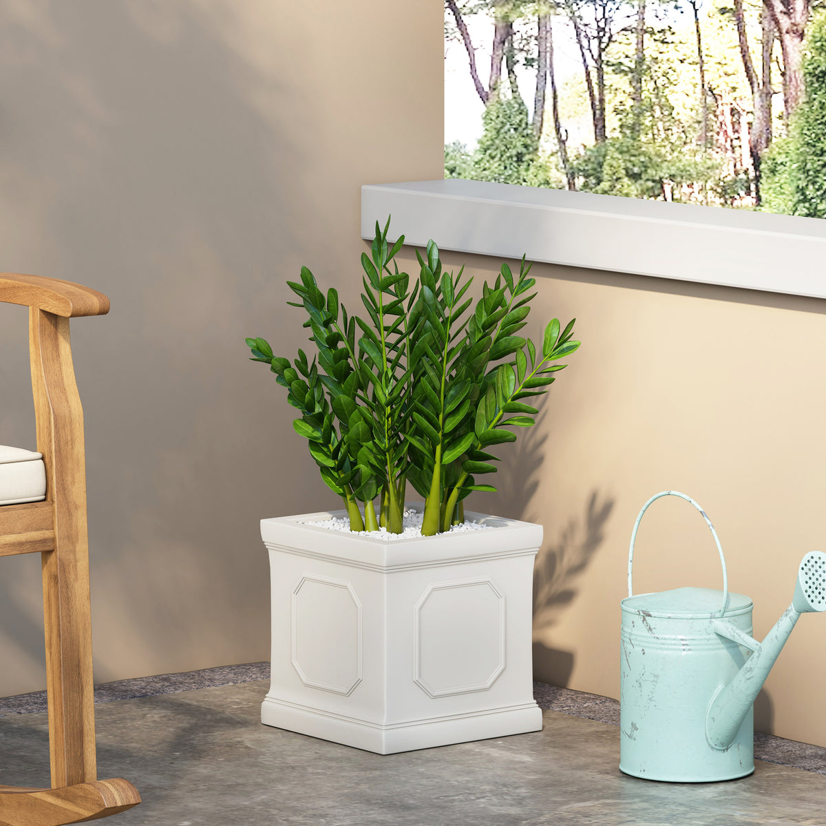 Antique White Square MgO Planter, 11 Inches — view 4