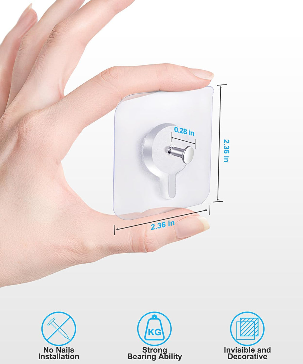 Clear Adhesive Utility Hooks — view 4