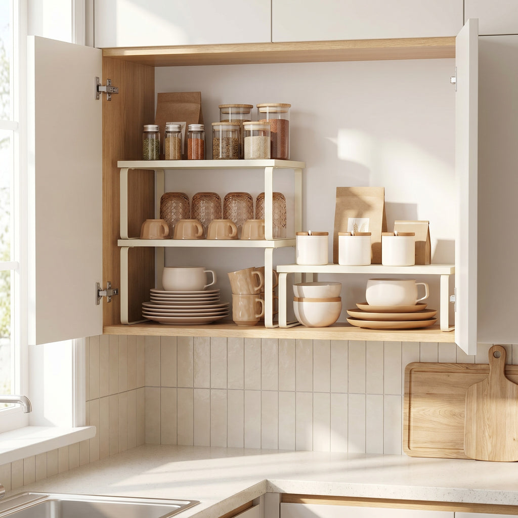 White Stackable Cabinet Shelf Risers — Set of 3 — view 4