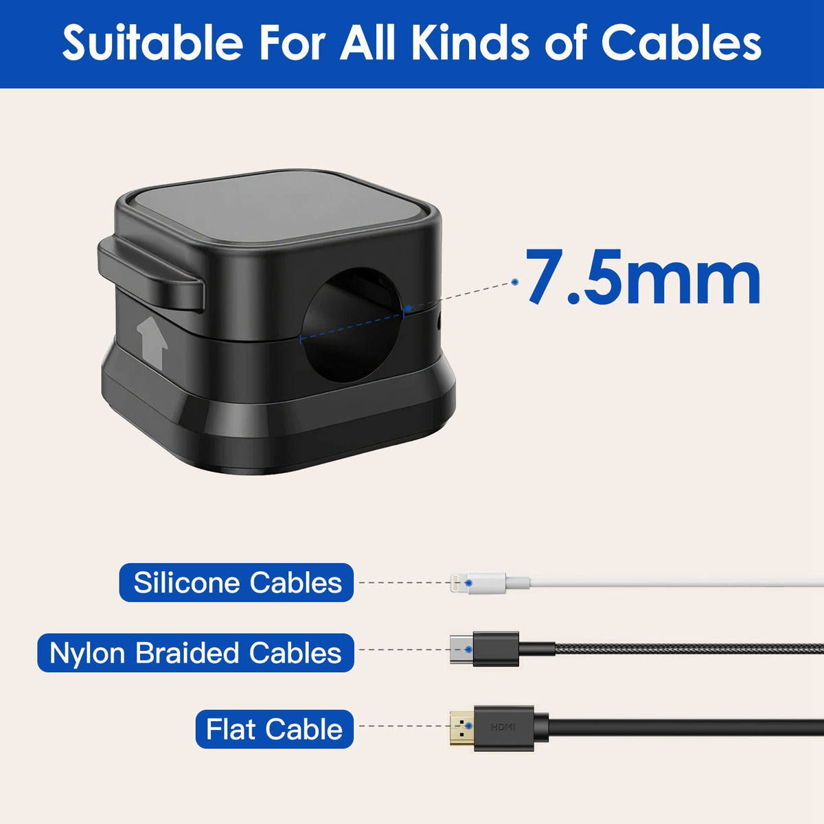 Magnetic Cable Clips, 6-Pack