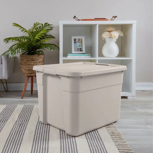 20-gallon storage tote with latching lid — cream