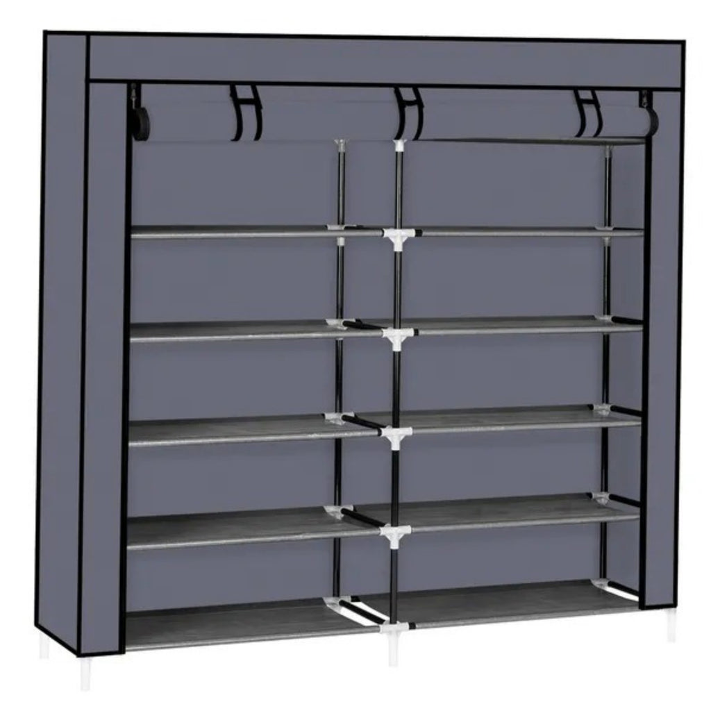 Gray Seven-Tier Covered Shoe Organizer — view 2
