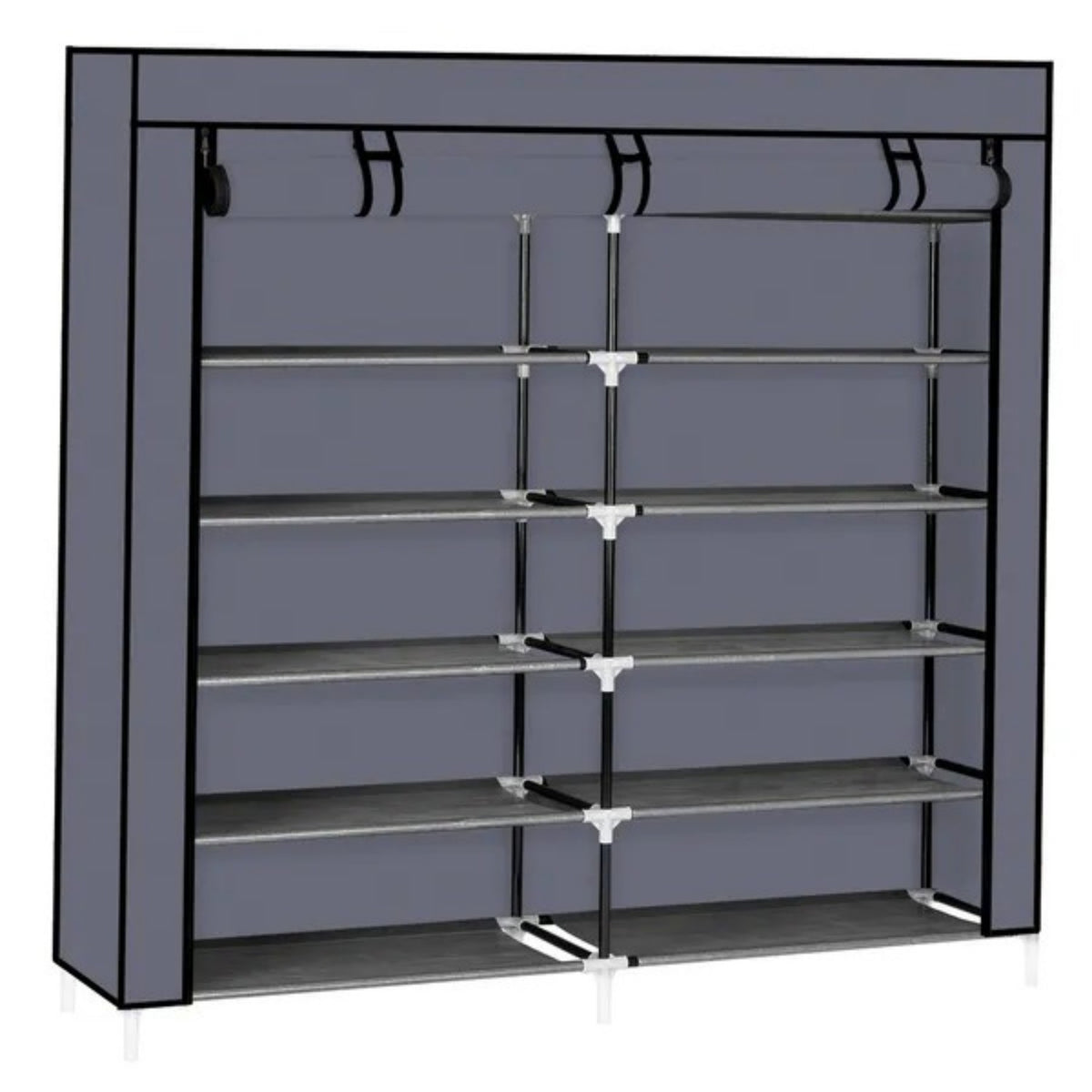Gray Seven-Tier Covered Shoe Organizer — view 2