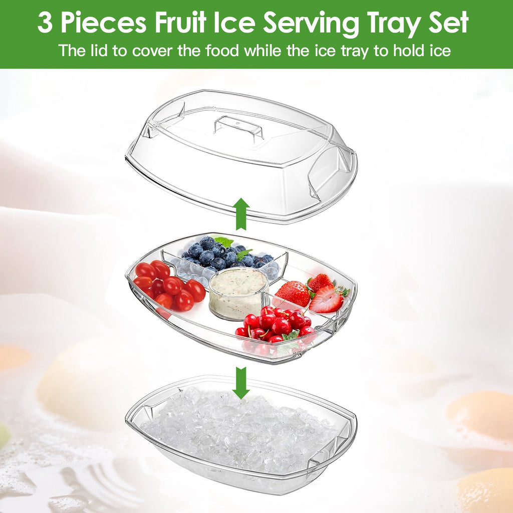 Four-Compartment Serving Tray with Ice Base and Lid — view 6
