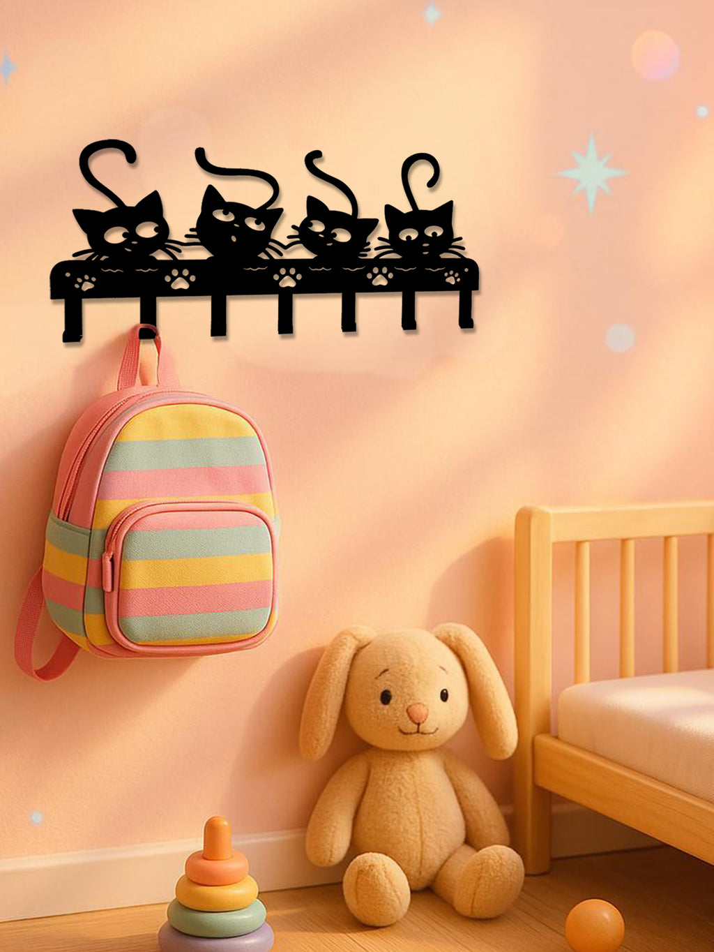Black Cat Silhouette Seven-Hook Key Rack — view 2