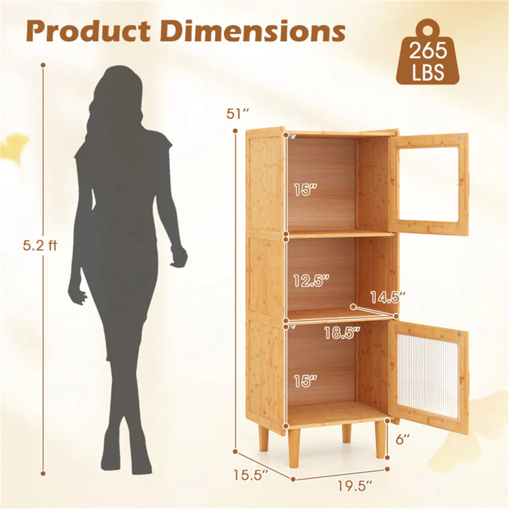Natural Bamboo Display Cabinet with Acrylic Doors — view 9
